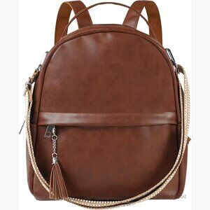 Vegan Leather Convertible Mini Backpack Purse with Tassel Adjustable Strap